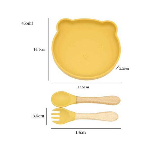 3-Piece Silicone Baby Feeding Set – Bear Plate, Spoon & Fork