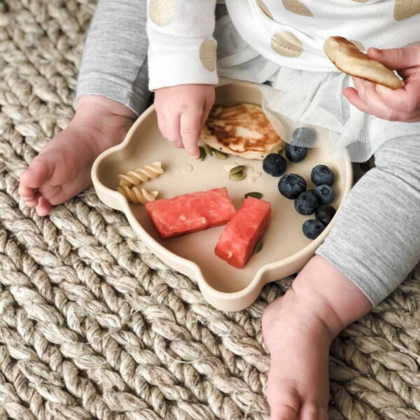 3-Piece Silicone Baby Feeding Set – Bear Plate, Spoon & Fork