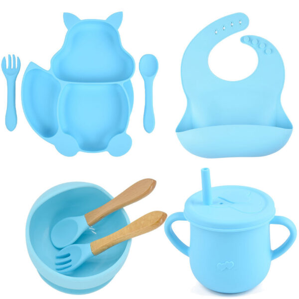 dec625f1-aa76-4d67-b40c-c41c7e92a1b2.jpg 8-Piece Silicone Baby Feeding Set - Cute Squirrel Plate, Bowl, Bib, Cup, Spoon & Fork
