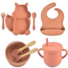 e347368d-1fa5-43d2-9efc-e2fa6531ac0e.jpg 8-Piece Silicone Baby Feeding Set - Cute Squirrel Plate, Bowl, Bib, Cup, Spoon & Fork