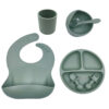 7-Piece Silicone Baby Feeding Set - Bib, Suction Bowl, Plate, Cup, Spoon & Fork