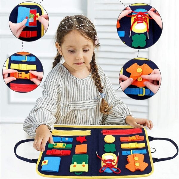 Busy Book for Toddlers 1-6 Years - Montessori Dressing, Buttoning & Fine Motor Skills Activity Book