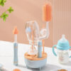 Baby Bottle Cleaning Brush Set - 4-Piece Silicone Bottle, Nipple & Straw Brushes with Drying Stand